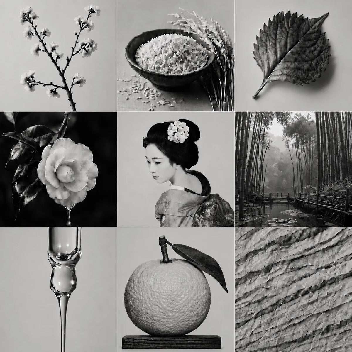 Collage of images showing Mont Mizui style